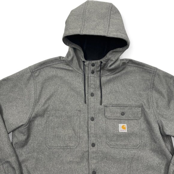 Carhartt Rain Defender Gray Fleece Lined 105022 Hooded Coat Jacket Men's XL - Picture 4 of 11